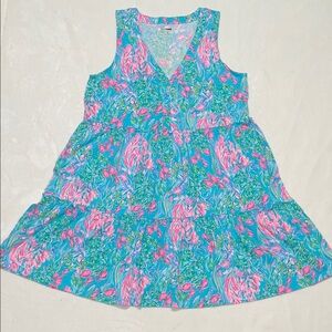 Lilly Pulitzer Blue Sleeveless Fishes Sea Cotton Dress